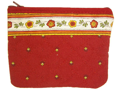 Provencal fabric coin purse (Calissons Fleurette. red)